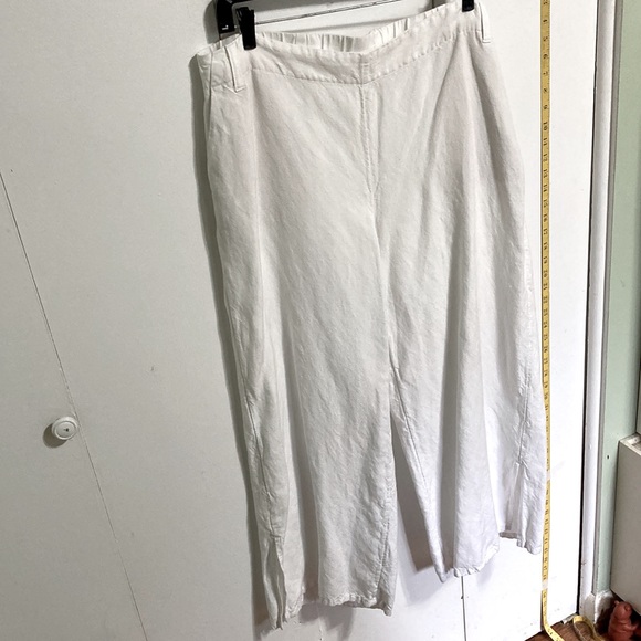 J Jill Linen Blend Wide Side Slit Leg White Pants Women's Large - Picture 4 of 16